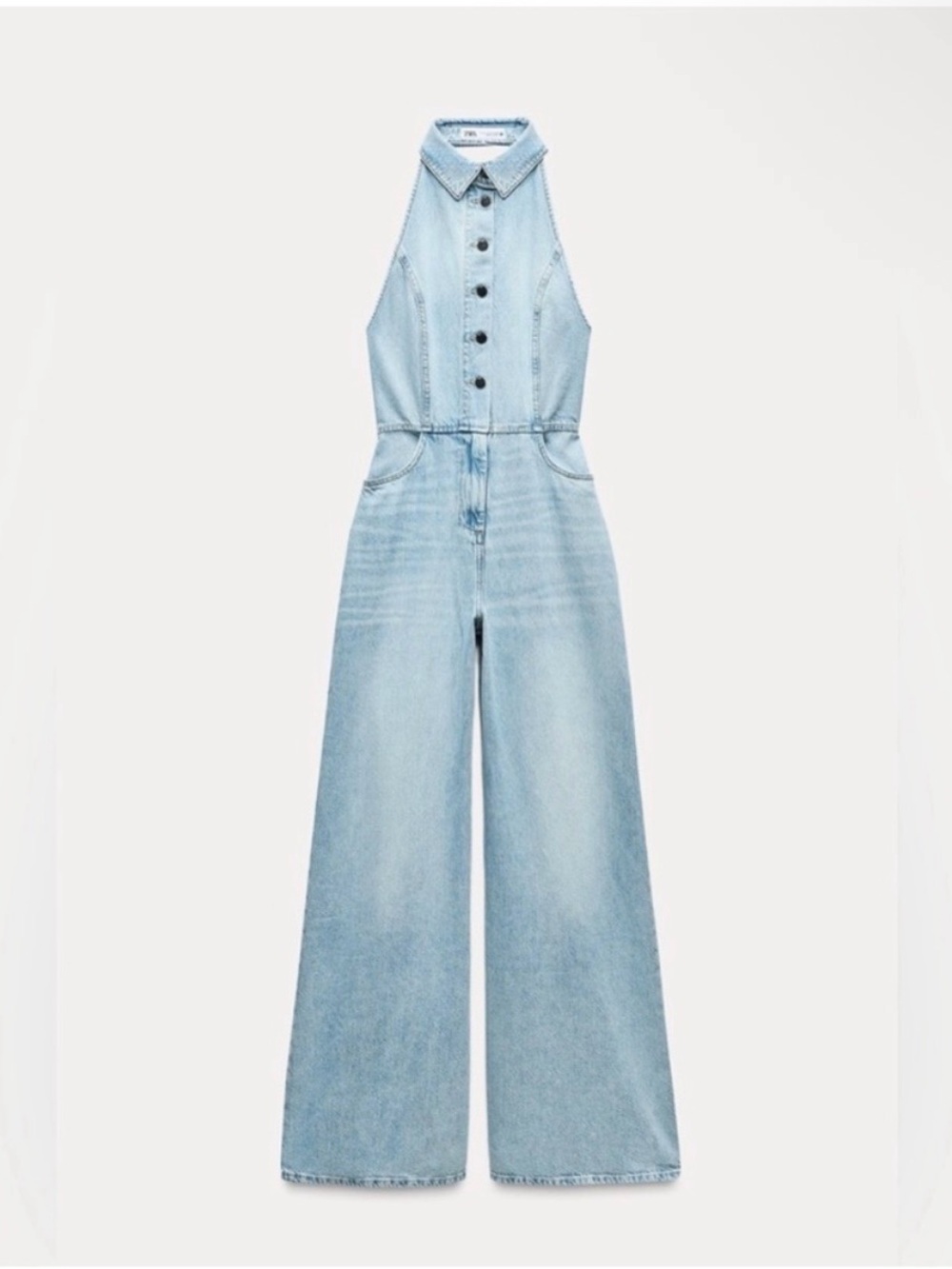 ZARA Light Blue Denim Jumpsuit SIZE: XS